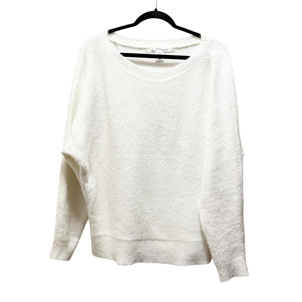 Max Studio Sweatshirt Sweater White Knit Long Sleeve Pullover Size M